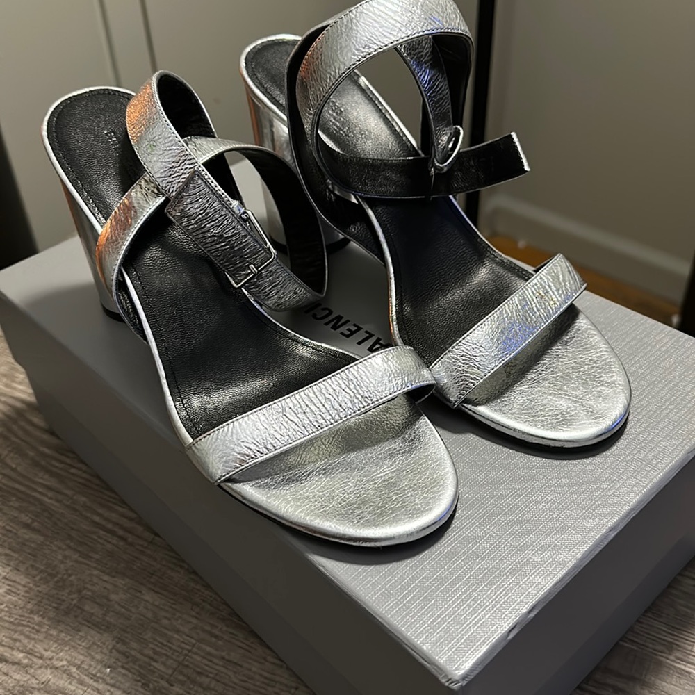 Women’s Silver Balenciaga Strap Sandal - Size 40